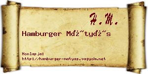 Hamburger Mátyás névjegykártya